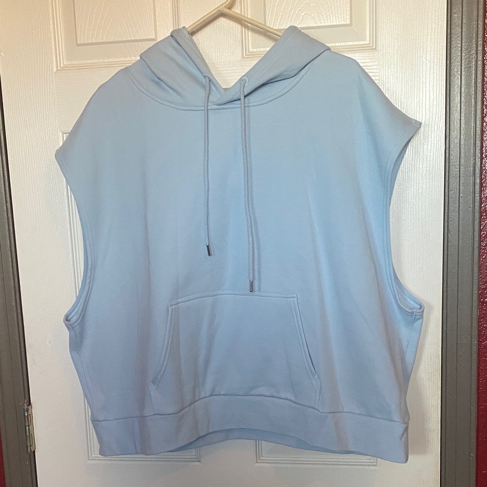 Fabletics Light Blue Sleeveless Hoodie